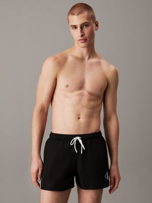 black short drawstring swim shorts - ck monogram for men calvin klein jeans