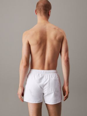 pvh classic white short drawstring swim shorts - ck monogram for men calvin klein jeans