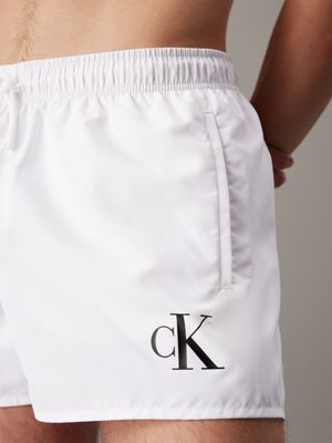 pvh classic white short drawstring swim shorts - ck monogram for men calvin klein jeans