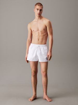 pvh classic white short drawstring swim shorts - ck monogram for men calvin klein jeans