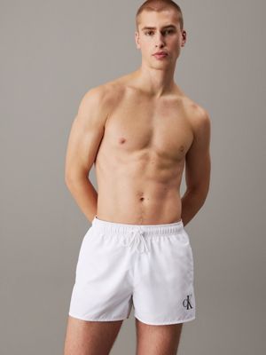 white short drawstring swim shorts - ck monogram for men calvin klein jeans