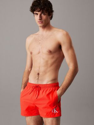 red short drawstring swim shorts - ck monogram for men calvin klein jeans