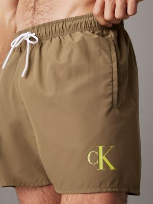 dusky green medium drawstring swim shorts - ck monogram for men calvin klein jeans