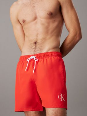 flaming chili medium drawstring swim shorts - ck monogram for men calvin klein jeans