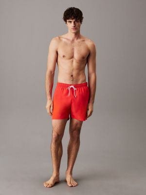 flaming chili medium drawstring swim shorts - ck monogram for men calvin klein jeans