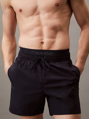 dark sapphire double waistband swim shorts - ck soft nylon for men calvin klein jeans