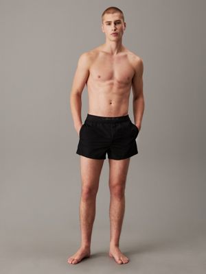 pvh black logo waistband swim shorts - ck soft nylon for men calvin klein jeans