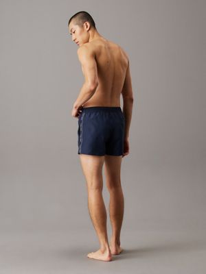 dark sapphire short drawstring swim shorts - logo tape for men calvin klein