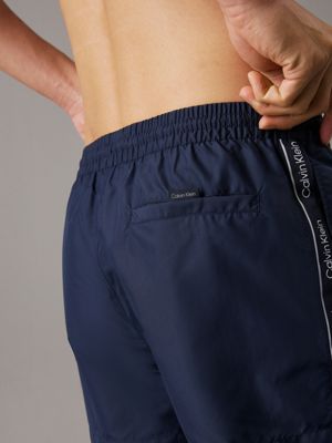 dark sapphire short drawstring swim shorts - logo tape for men calvin klein