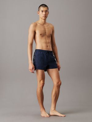 dark sapphire short drawstring swim shorts - logo tape for men calvin klein