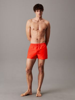 flaming chili short drawstring swim shorts - logo tape for men calvin klein