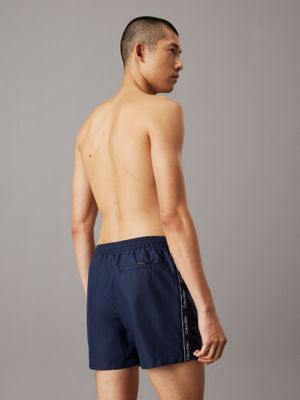 dark sapphire medium drawstring swim shorts - logo tape for men calvin klein