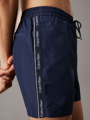 dark sapphire medium drawstring swim shorts - logo tape for men calvin klein