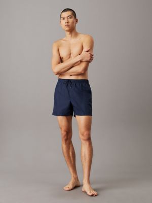 dark sapphire medium drawstring swim shorts - logo tape for men calvin klein