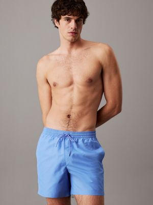 blue medium drawstring swim shorts - logo tape for men calvin klein