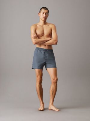 grisaille medium drawstring swim shorts - logo tape for men calvin klein