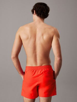 flaming chili medium drawstring swim shorts - logo tape for men calvin klein