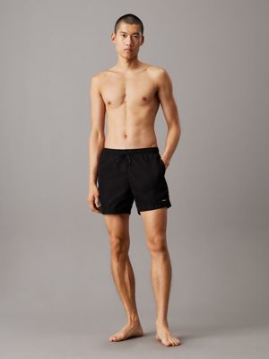 pvh black medium drawstring swim shorts - ck essentials for men calvin klein