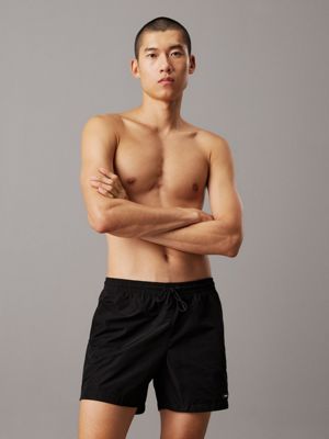 black medium drawstring swim shorts - ck essentials for men calvin klein