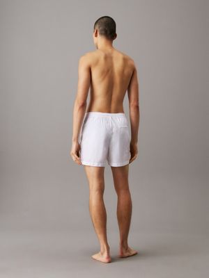 brilliant white medium drawstring swim shorts - ck essentials for men calvin klein