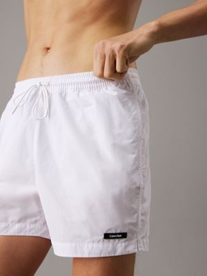 brilliant white medium drawstring swim shorts - ck essentials for men calvin klein