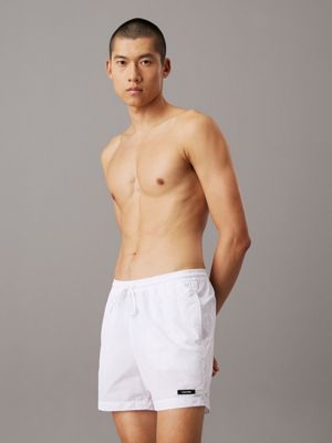 white medium drawstring swim shorts - ck essentials for men calvin klein