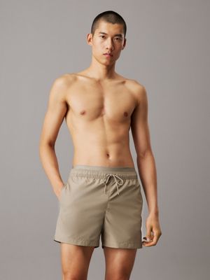 grey double waistband swim shorts - ck meta legacy for men calvin klein