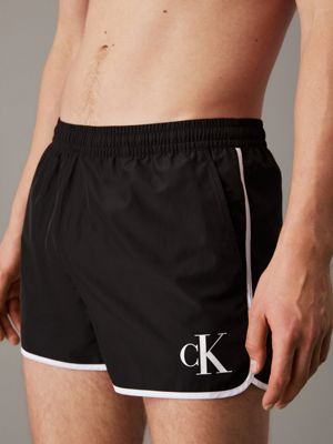 pvh black runner swim shorts - ck monogram for men calvin klein