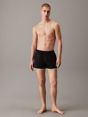 pvh black runner swim shorts - ck monogram for men calvin klein