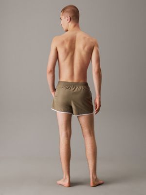 dusky green runner swim shorts - ck monogram for men calvin klein