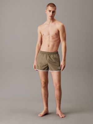 dusky green runner swim shorts - ck monogram for men calvin klein