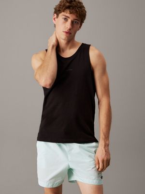 black cotton linen beach tank top for men calvin klein