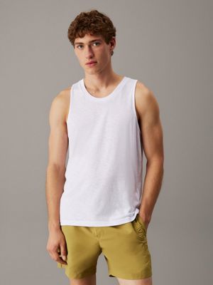 white cotton linen beach tank top for men calvin klein