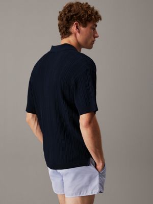 dark sapphire open knit beach polo shirt for men calvin klein