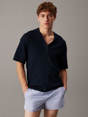 blue open knit beach polo shirt for men calvin klein