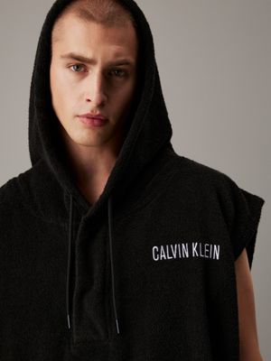 pvh black towelling beach hoodie - intense power for men calvin klein jeans