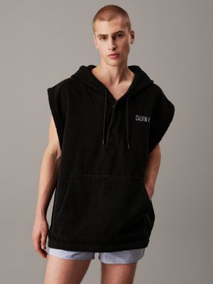 black towelling beach hoodie - intense power for men calvin klein jeans