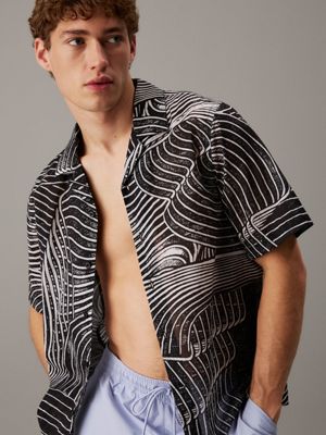 palm leaves aop all-over printed beach shirt for men calvin klein