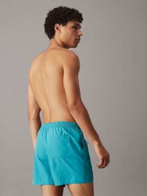 hazy teal medium drawstring swim shorts - ck monogram for men calvin klein