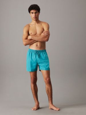 hazy teal medium drawstring swim shorts - ck monogram for men calvin klein