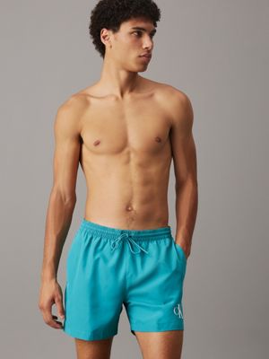 cyan blue medium drawstring swim shorts - ck monogram for men calvin klein