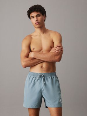 grey blue medium drawstring swim shorts - ck monogram for men calvin klein