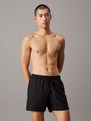 pvh black/chalk 2 pack medium drawstring swim shorts for men calvin klein