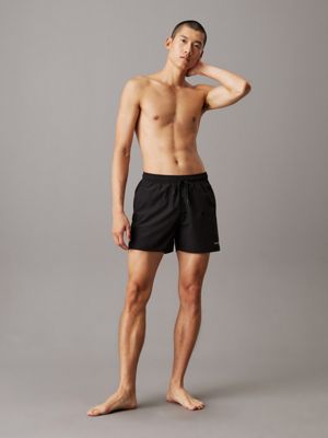 pvh black/chalk 2 pack medium drawstring swim shorts for men calvin klein