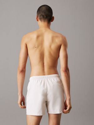 chalk medium drawstring swim shorts - logo embroidery for men calvin klein