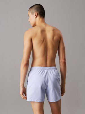 blue medium drawstring swim shorts - logo embroidery for men calvin klein