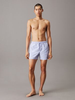 pantaloncini da bagno con cordoncino medio - logo embroidery dusky cornflower da uomini calvin klein