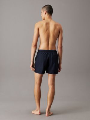 dark sapphire medium drawstring swim shorts - logo embroidery for men calvin klein