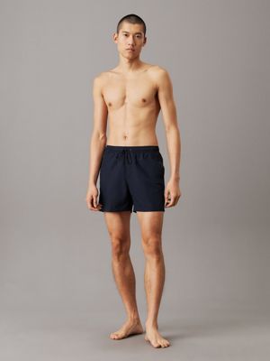 dark sapphire medium drawstring swim shorts - logo embroidery for men calvin klein