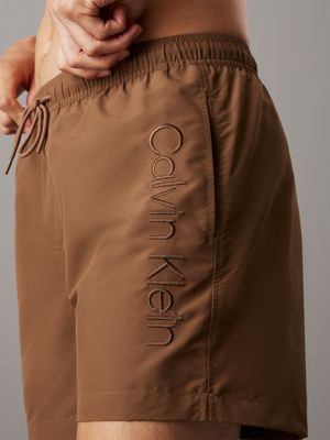 timber medium drawstring swim shorts - logo embroidery for men calvin klein